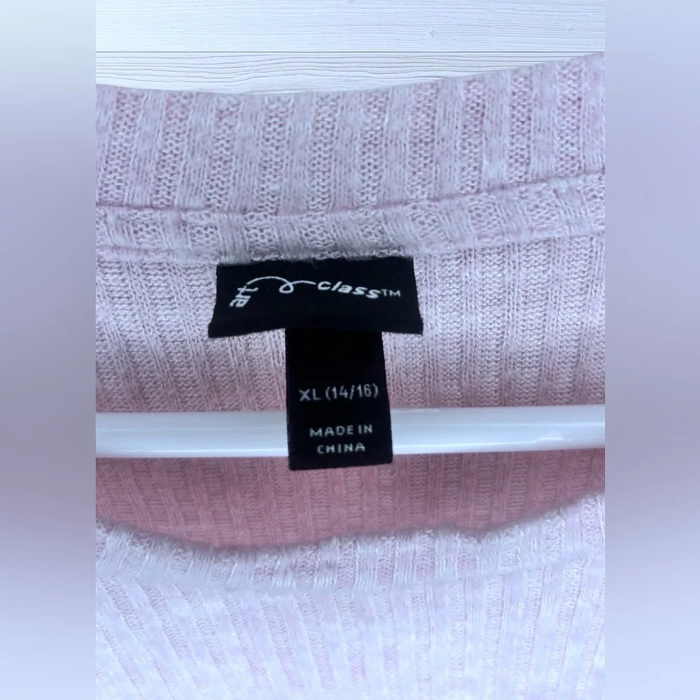 ART CLASS Girls Baby Pink Side Cinch Long Sleeve Knit Dress - Picture 5 of 8